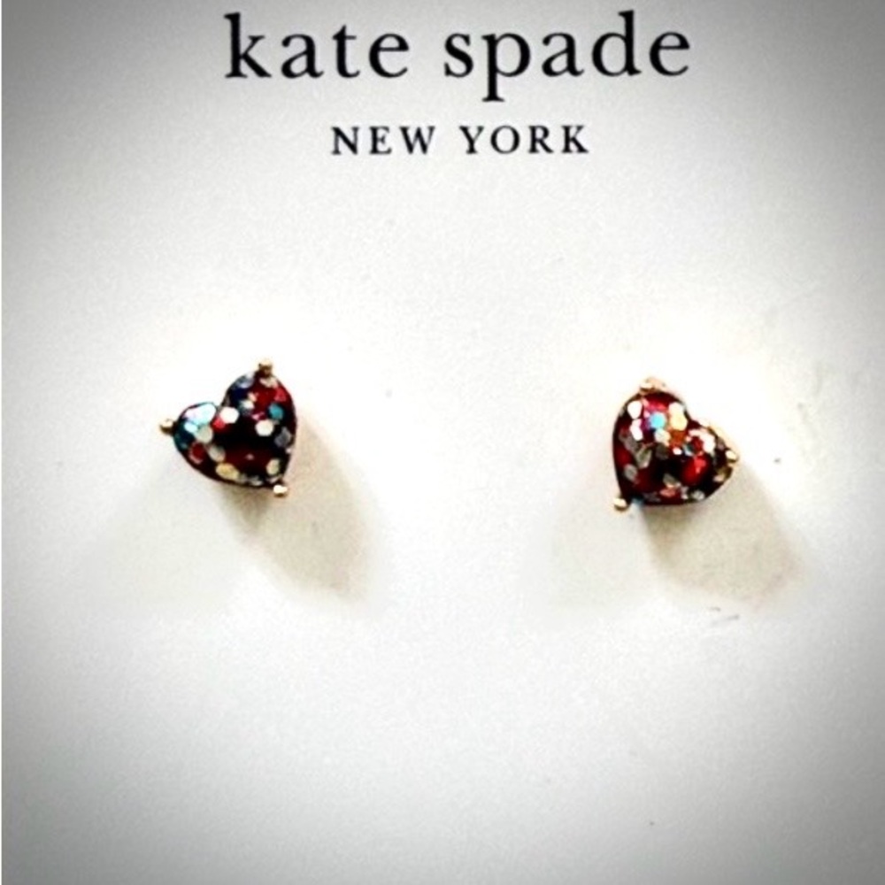 kate spade Multicolor Glitter Heart Stud Earrings